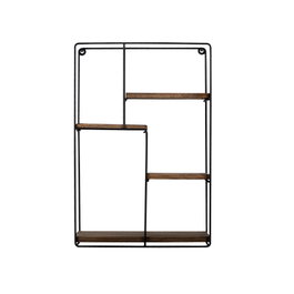 Hanah Home Estantería de Pared Lotus Madera de Abeto y Metal Negro y Nogal Estilo Industrial Moderno 60x40x15cm